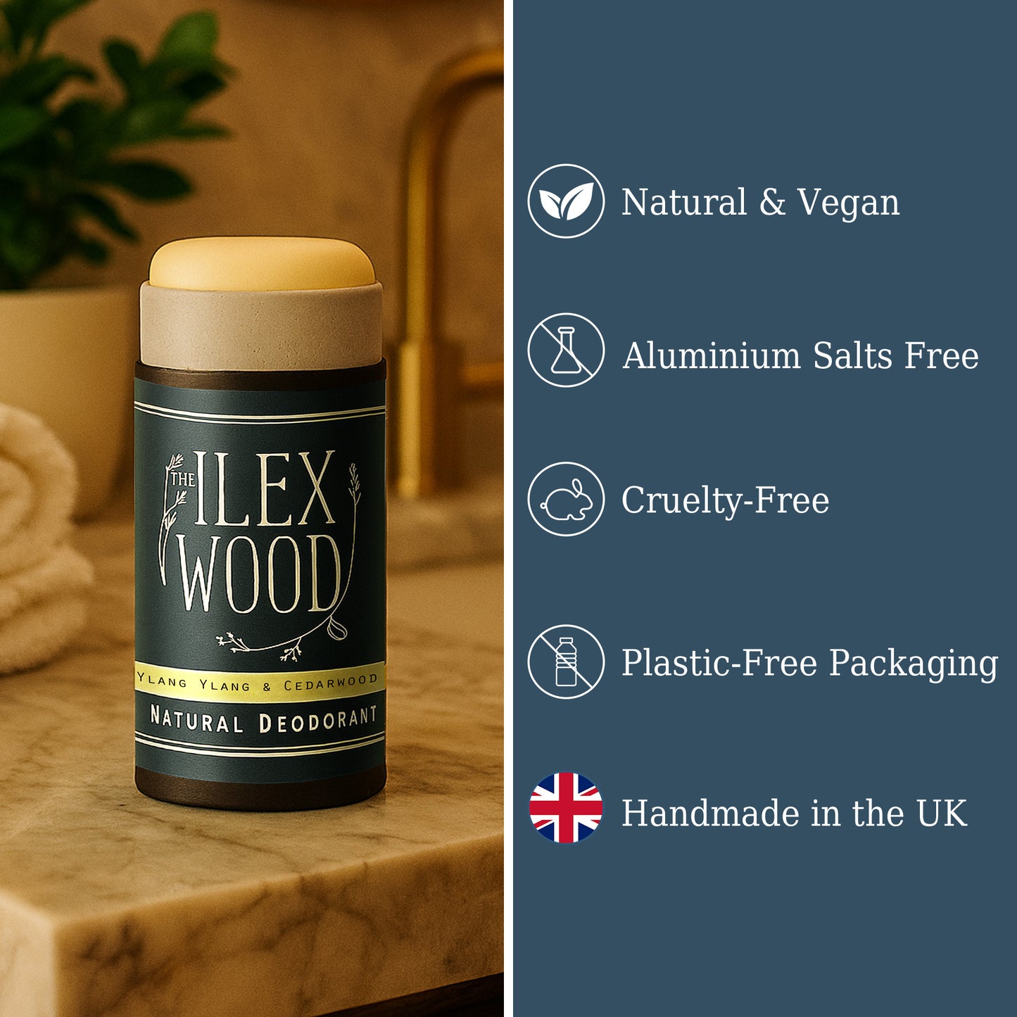 The Ilex Wood - Natural Deodorant - Ylang Ylang & Cedarwood