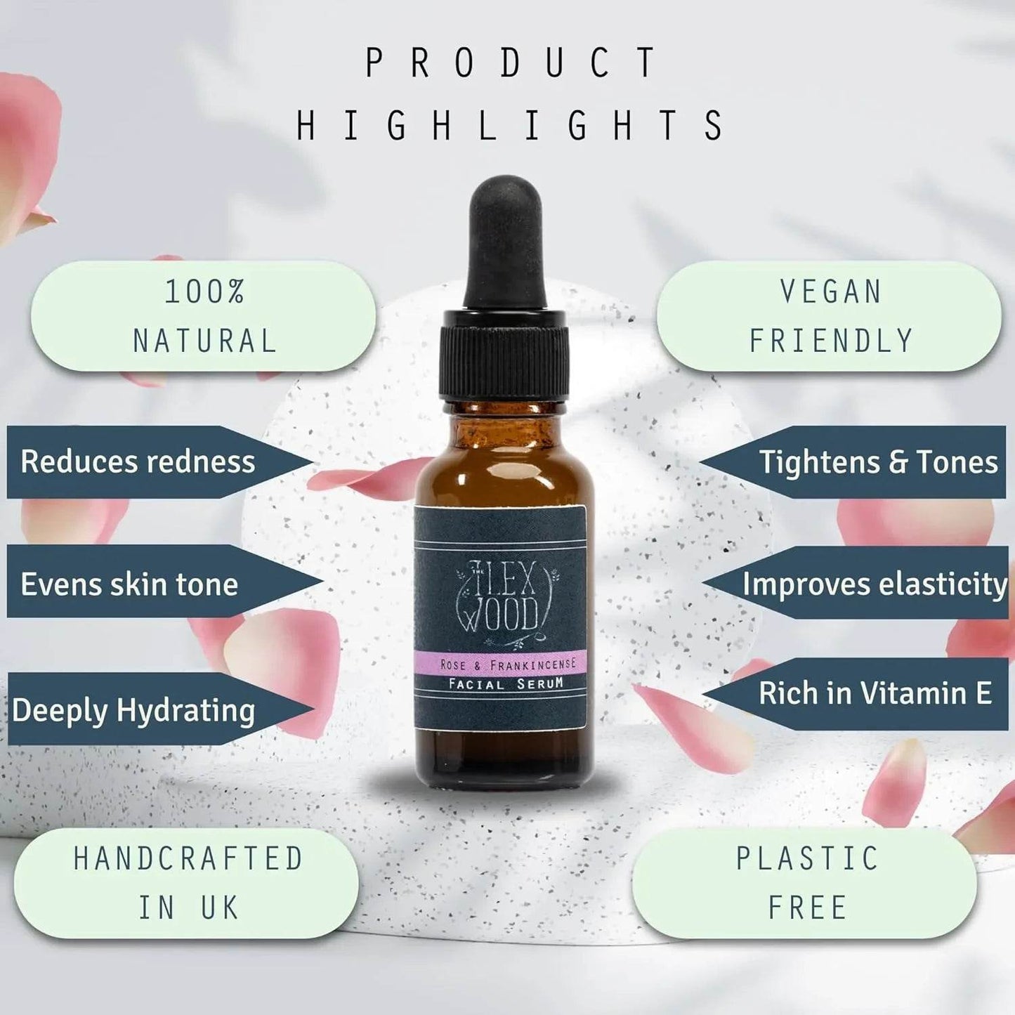 Rose and Frankincense Facial Serum - 20ml - The Ilex Wood