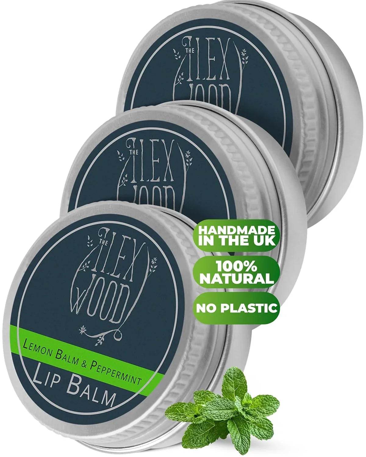 Lemon Balm and Peppermint Lip Balm Set of 3 (3 x 10ml) - The Ilex Wood