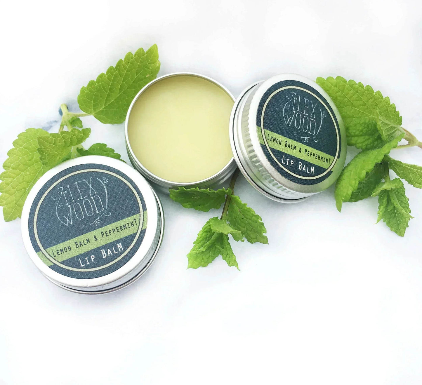 Vegan Lemon Balm and Peppermint Lip Balm Set of 3 (3 x 10ml) - The Ilex Wood