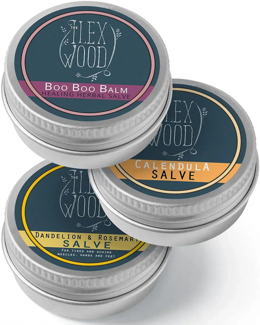 The Ilex Wood Vegan Herbal Salve Gift Set of 3 Varieties - The Ilex Wood