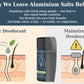 Comparison of a deodorant product with mainstream deodorant showing the use of aluminium salts.