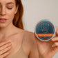 Woman applying a body balm to her shoulder with a container labeled The Ilex Wood in the foreground.