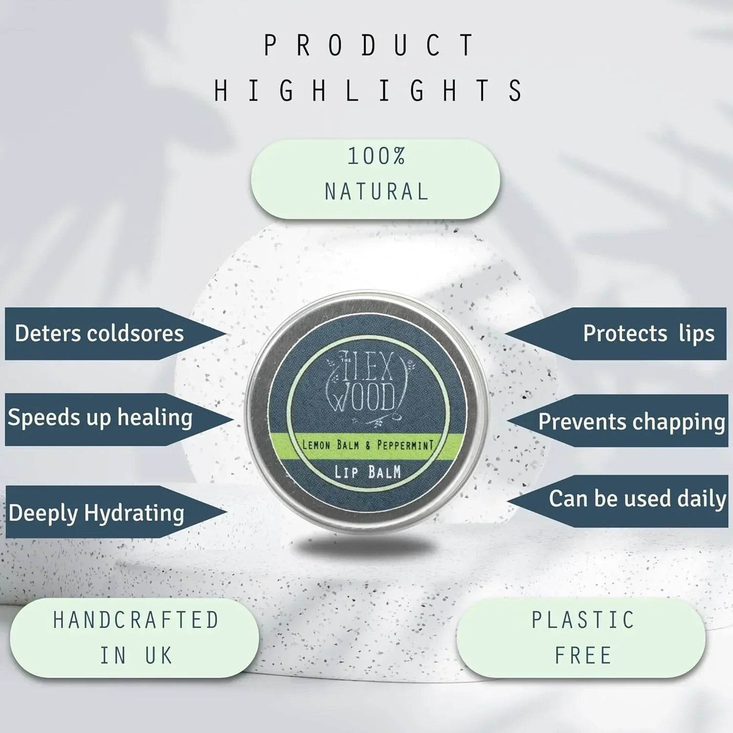 Vegan Lemon Balm and Peppermint Lip Balm - 10ml - The Ilex Wood