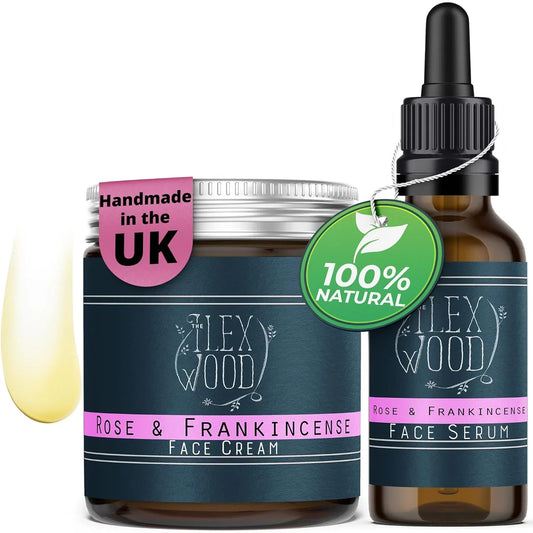 Rose and Frankincense Gift Set - Face Cream and Serum - The Ilex Wood